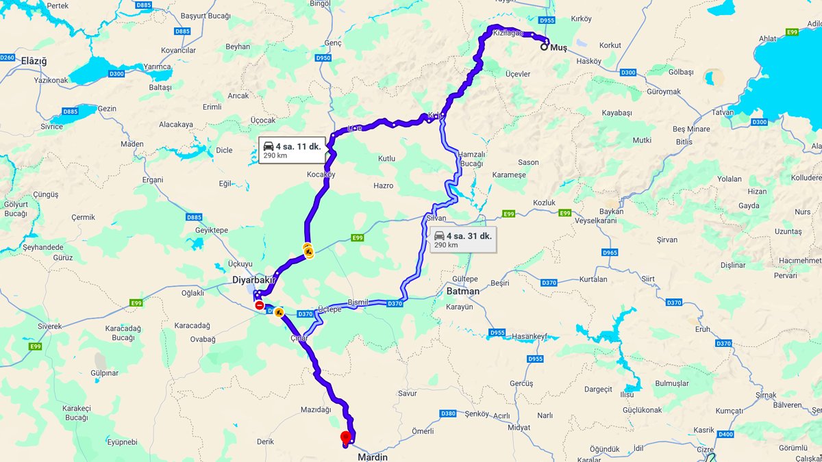 Muş ile Mardin Arası Kaç Km? Kaç Saat? Muş/Mardin Mesafe Bilgisi!