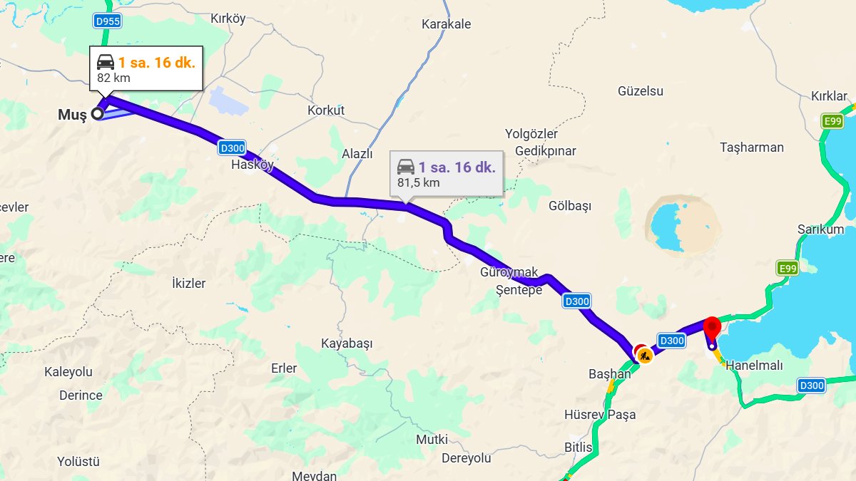 Muş Tatvan Arası Kaç Km?