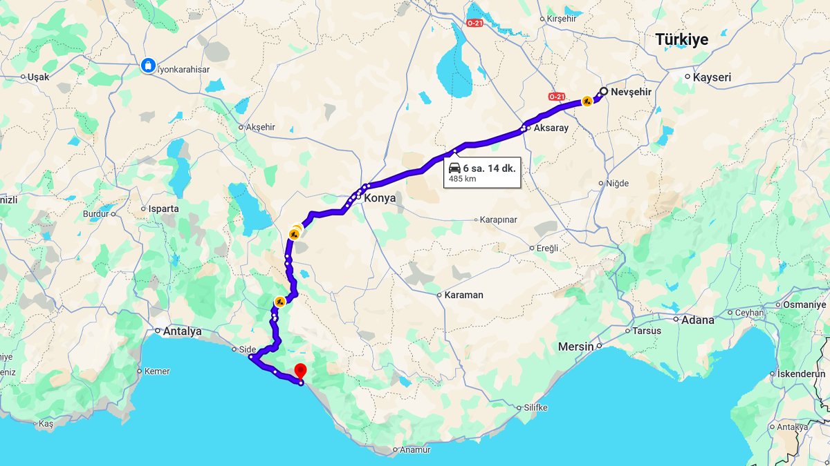 Nevşehir ile Alanya Arası Kaç KM? Kaç Saat? Nevşehir/Alanya Mesafe Bilgisi!