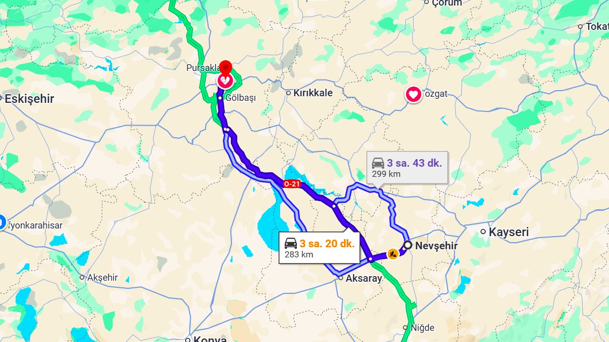 Nevşehir ile Ankara Arası Kaç KM? Kaç Saat? Nevşehir/Ankara Mesafe Bilgisi!