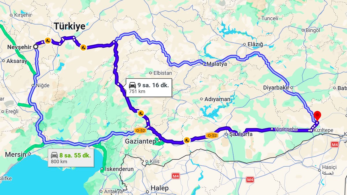 Nevşehir Mardin Arası Kaç Km?
