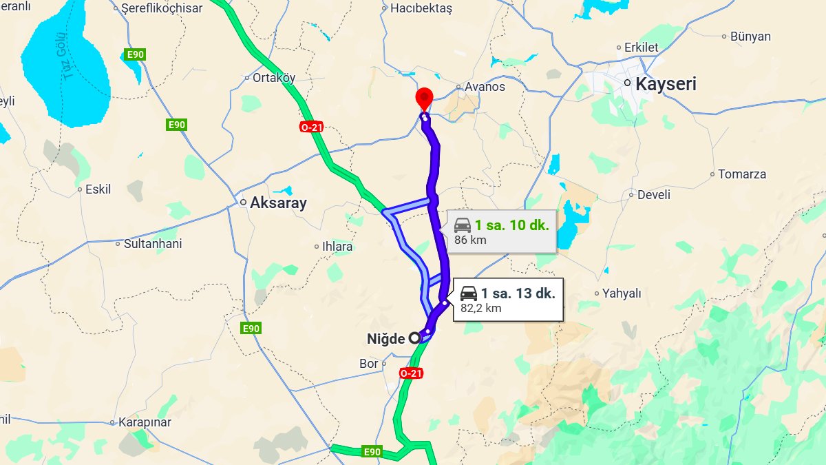 Niğde ile Nevşehir Arası Kaç KM? Kaç Saat? Niğde/Nevşehir Mesafe Bilgisi!