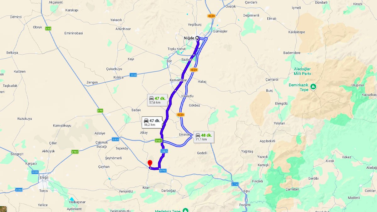 Niğde ile Ulukışla Arası Kaç KM? Kaç Saat? Niğde/Ulukışla Mesafe Bilgisi!