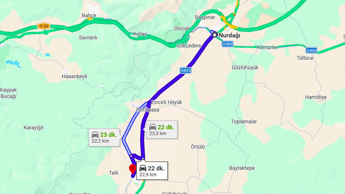 Nurdağ ile İslahiye Arası Kaç KM? Kaç Saat? Nurdağ/İslahiye Mesafe Bilgisi!