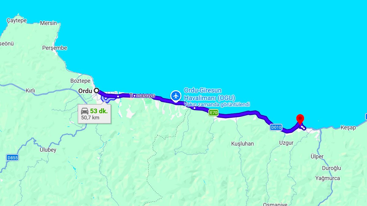 Ordu ile Giresun Arası Kaç KM? Kaç Saat? Ordu/Giresun Mesafe Bilgisi!