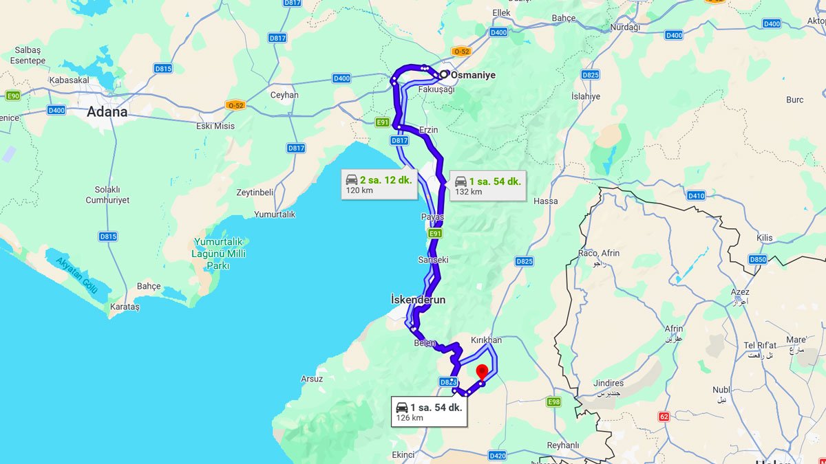 Osmaniye ile Hatay Arası Kaç KM? Kaç Saat? Osmaniye/Hatay Mesafe Bilgisi!