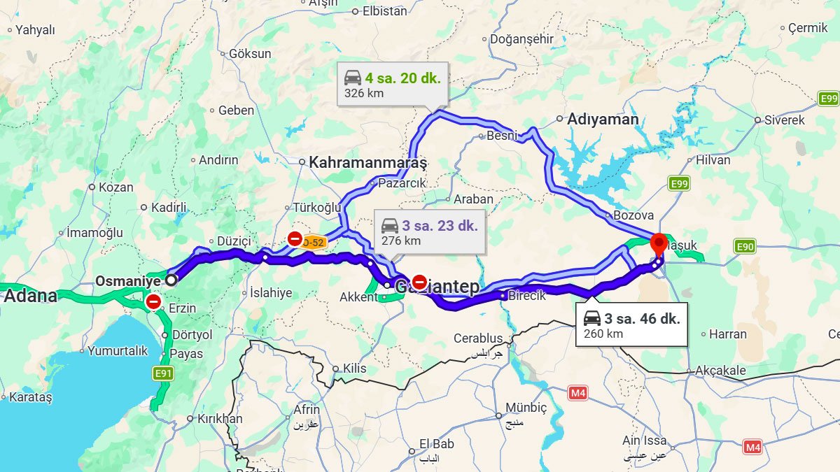 Osmaniye ile Şanlıurfa Arası Kaç KM? Kaç Saat? Osmaniye/Şanlıurfa Mesafe Bilgisi!
