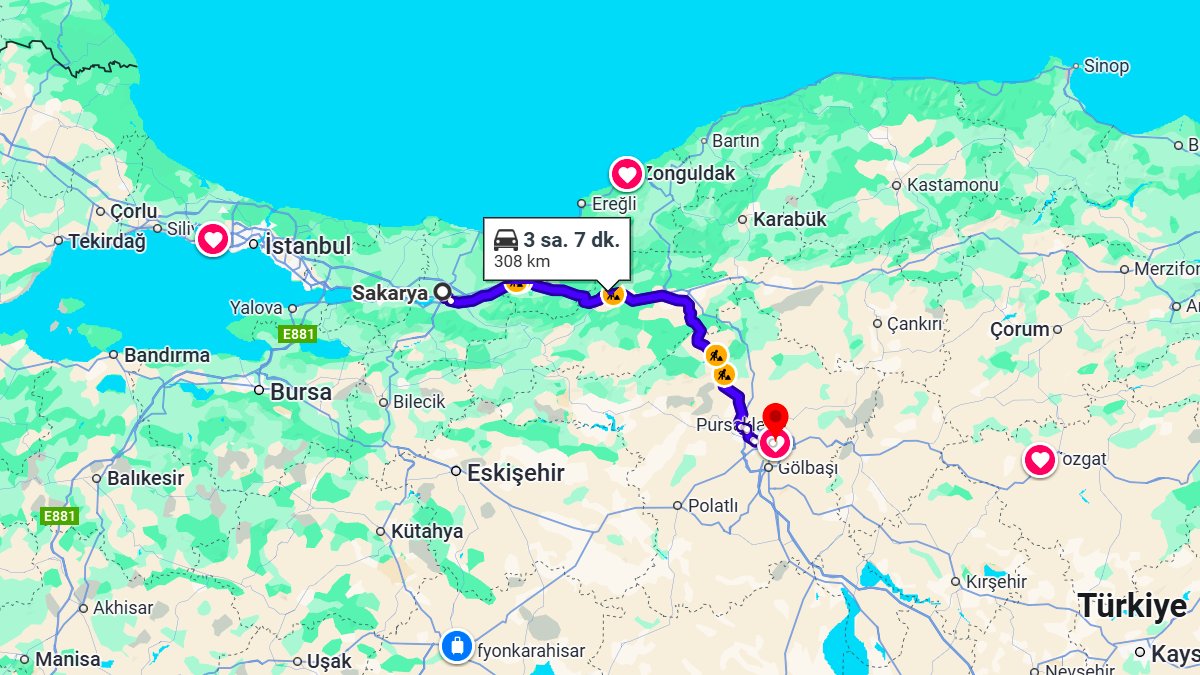 Sakarya ile Ankara Arası Kaç Km? Kaç Saat? Sakarya/Ankara Mesafe Bilgisi!