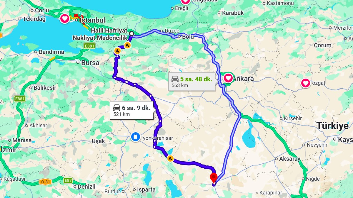 Sakarya ile Konya Arası Kaç KM? Kaç Saat? Sakarya/Konya Mesafe Bilgisi!