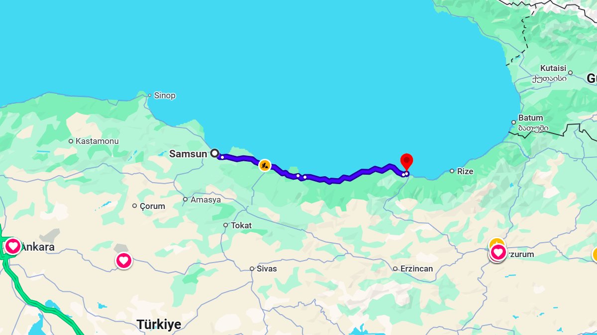 Samsun ile Trabzon Arası Kaç KM? Kaç Saat? Samsun/Trabzon Mesafe Bilgisi!