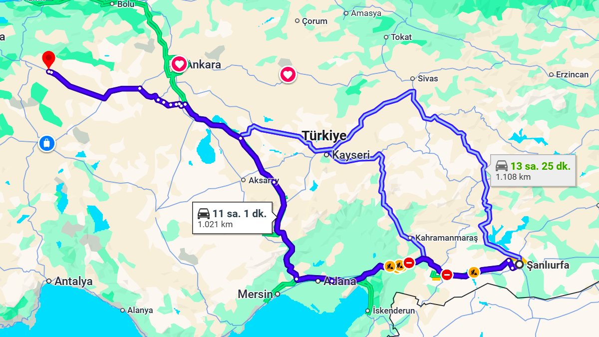 Şanlıurfa ile Eskişehir Arası Kaç KM? Kaç Saat? Şanlıurfa/Eskişehir Mesafe Bilgisi!
