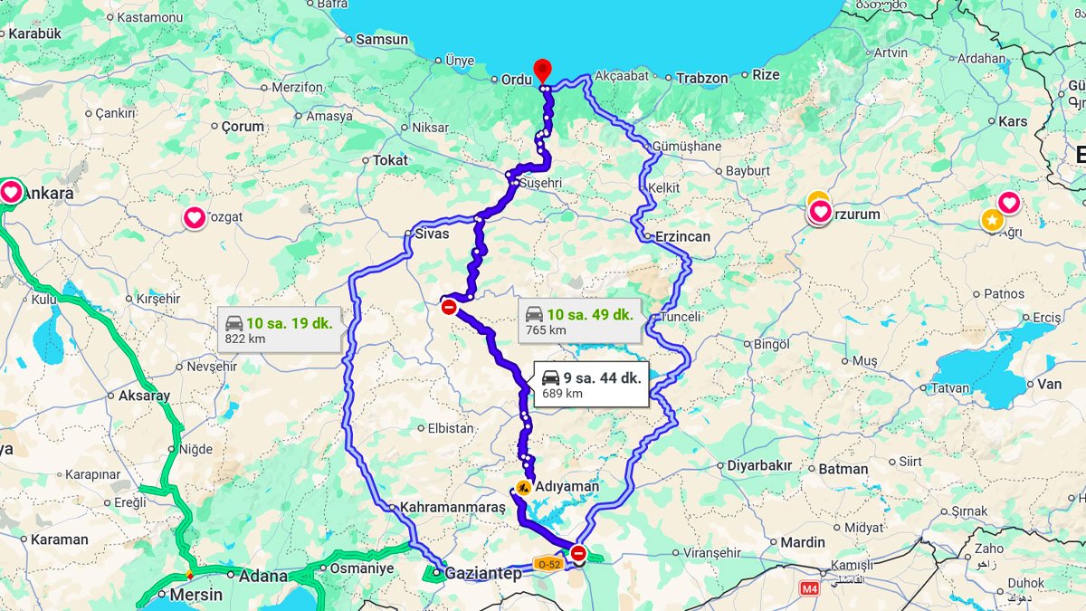 Şanlıurfa ile Giresun Arası Kaç KM? Kaç Saat? Şanlıurfa/Giresun Mesafe Bilgisi!
