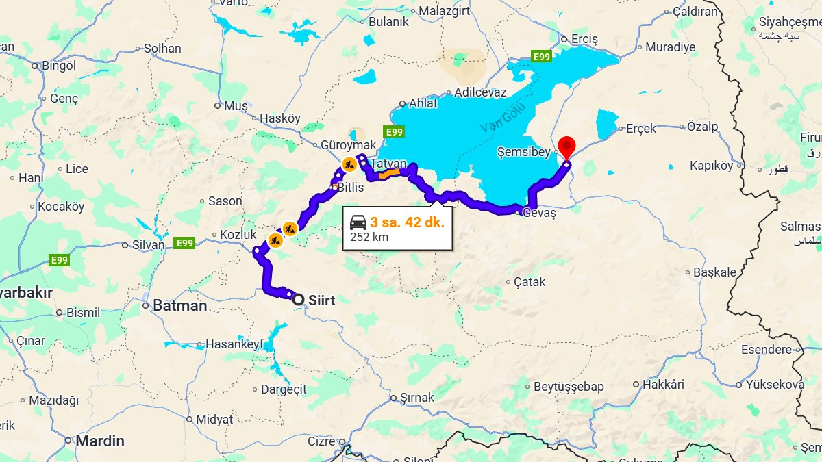 Siirt ile Van Arası Kaç Km? Kaç Saat? Siirt/Van Mesafe Bilgisi!