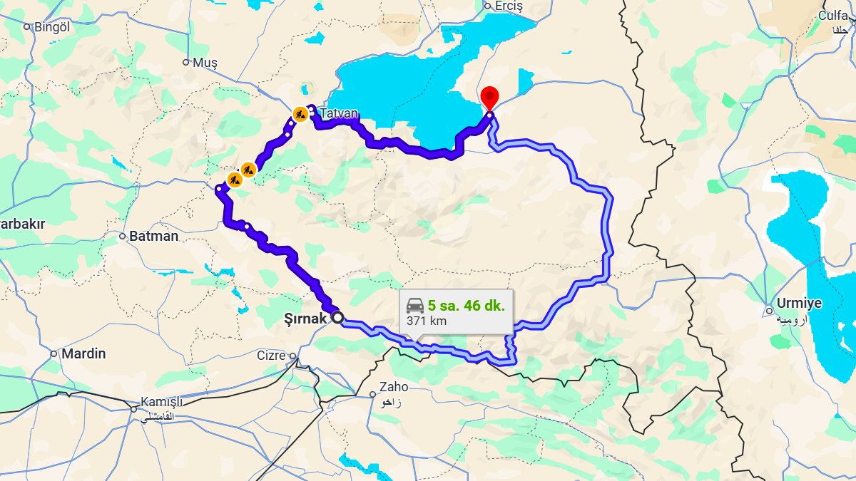 Şırnak ile Van Arası Kaç Km? Kaç Saat? Şırnak/Van Mesafe Bilgisi!