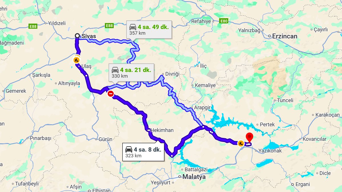Sivas ile Elazığ Arası Kaç Km? Kaç Saat? Sivas/Elazığ Mesafe Bilgisi!
