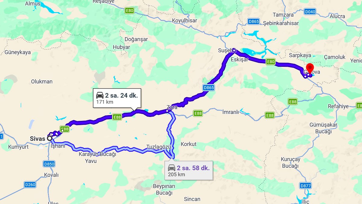 Sivas ile Gölova Arası Kaç KM? Kaç Saat? Sivas/Gölova Mesafe Bilgisi!