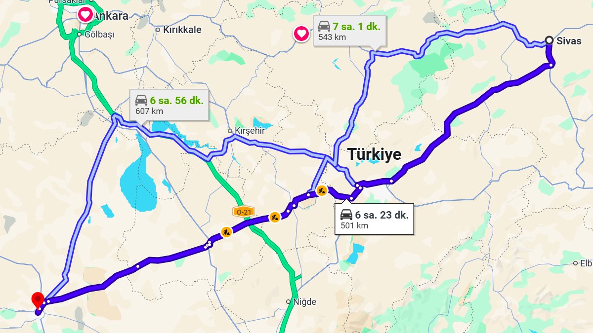 Sivas ile Konya Arası Kaç KM? Kaç Saat? Sivas/Konya Mesafe ve Yol Tarifi!