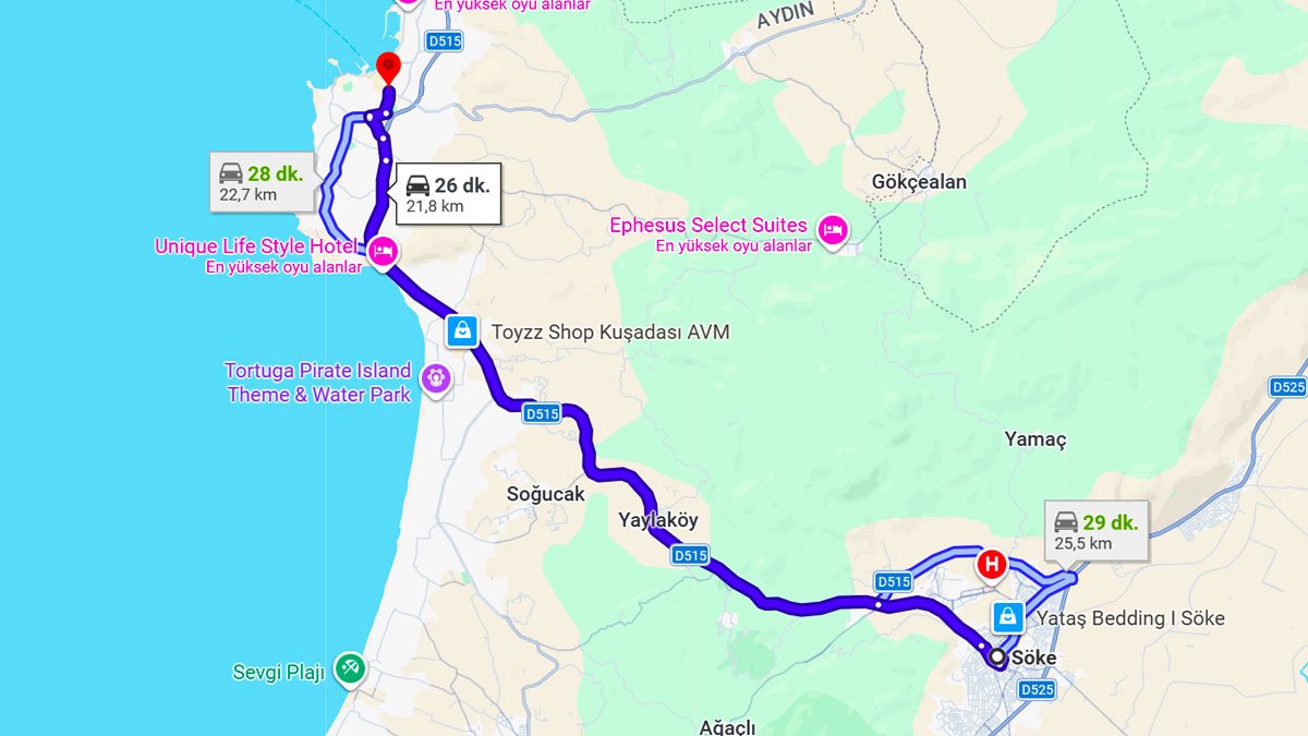 Söke ile Kuşadası Arası Kaç KM? Kaç Saat? Söke/Kuşadası Mesafe Bilgisi!