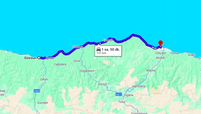 Giresun Trabzon Arası Kaç Km?