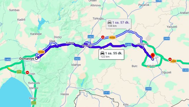 Osmaniye Gaziantep Arası Kaç Km?