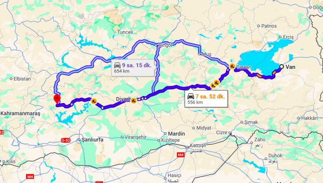 Van Adıyaman Arası Kaç Km?