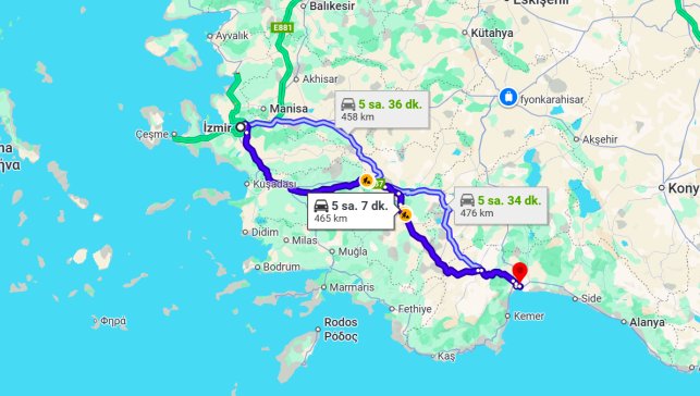 İzmir Antalya Arası Kaç Km?