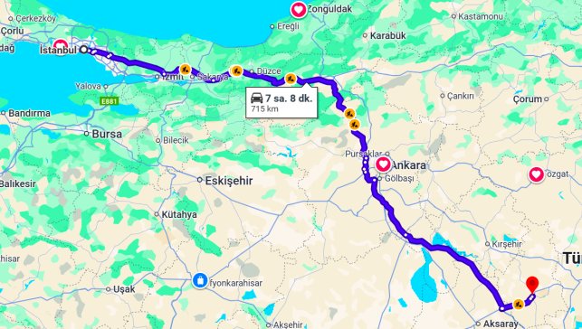 İstanbul Nevşehir Arası Kaç Km?