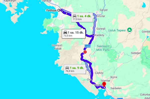 Fethiye Kalkan Arası Kaç Km?