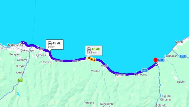 Trabzon Of Arası Kaç Km?