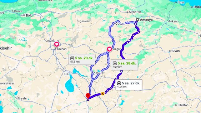 Amasya Aksaray Arası Kaç Km?