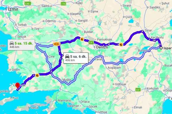 Isparta Bodrum Arası Kaç Km?