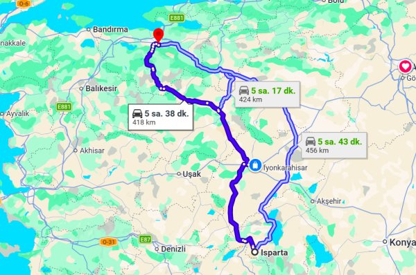 Isparta Bursa Arası Kaç Km?