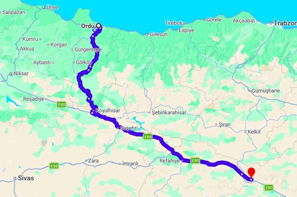 Ordu Erzincan Arası Kaç Km?