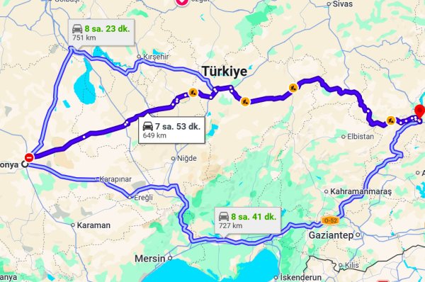 Konya Malatya Arası Kaç Km?