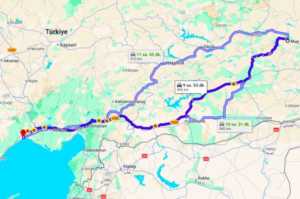 Muş Mersin Arası Kaç Km?