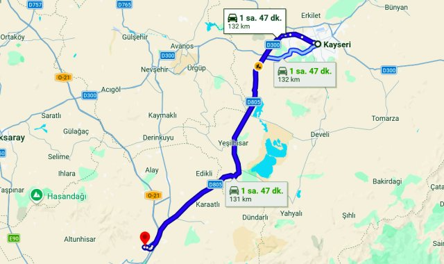 Kayseri Niğde Arası Kaç Km?