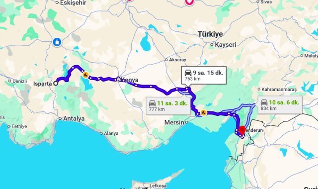 Isparta Hatay Arası Kaç Km?