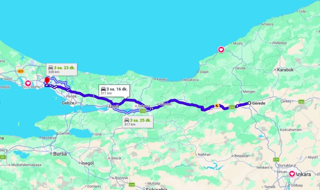 Gerede İstanbul Arası Kaç Km?