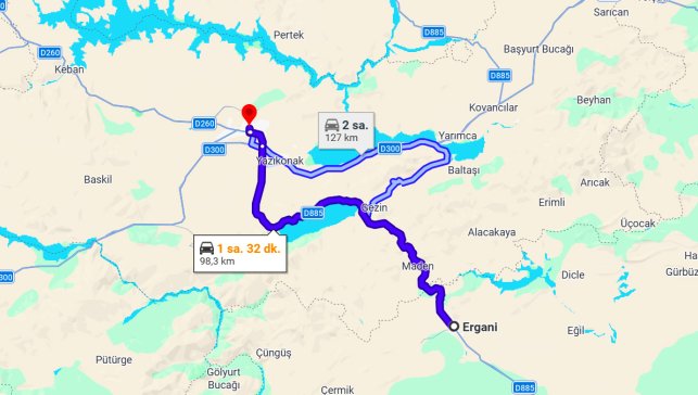 Ergani Elazığ Arası Kaç Km?