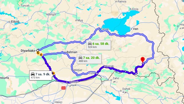 Diyarbakır Hakkâri Arası Kaç Km?