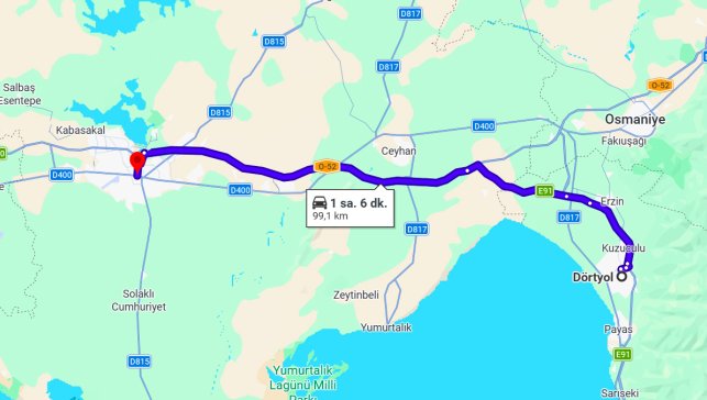 Dörtyol Adana Arası Kaç Km?