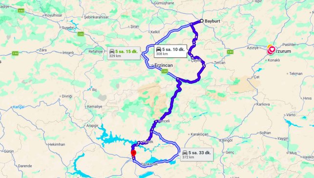 Bayburt Elazığ Arası Kaç Km?