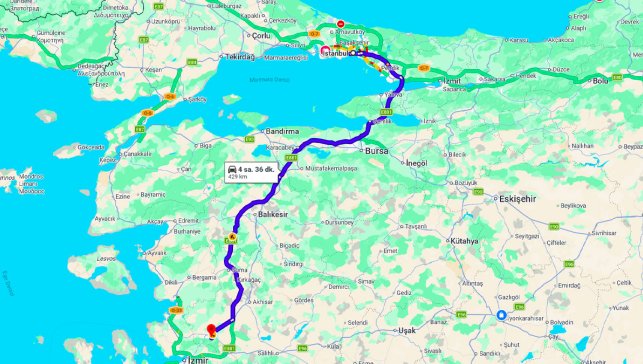 İstanbul Manisa Arası Kaç Km?