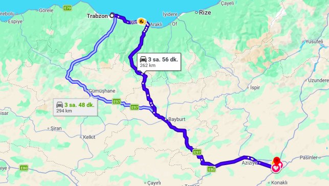 Trabzon Erzurum Arası Kaç Km?