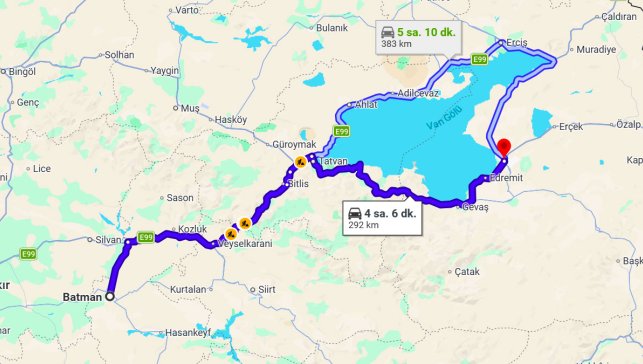 Batman Van Arası Kaç Km?