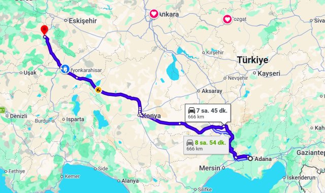 Adana Kütahya Arası Kaç Km?