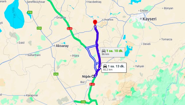Niğde Nevşehir Arası Kaç Km?