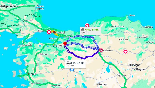 Ankara Bilecik Arası Kaç Km?