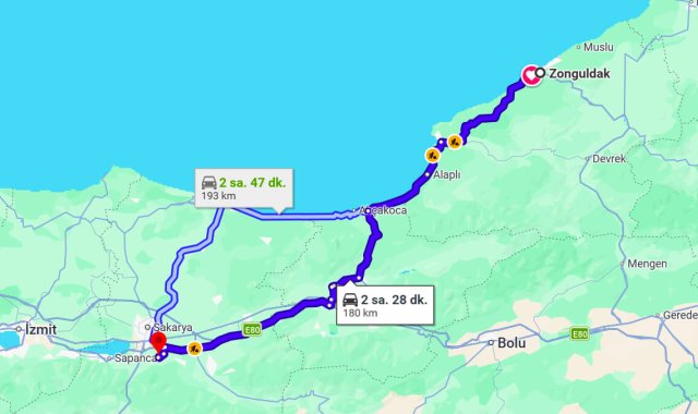 Zonguldak Sakarya Arası Kaç Km?