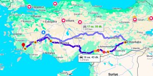 Diyarbakır Muğla Arası Kaç Km?